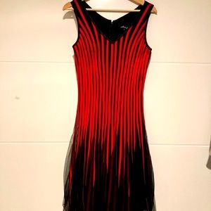 Parisian Red & Black Striped Cocktail Dress